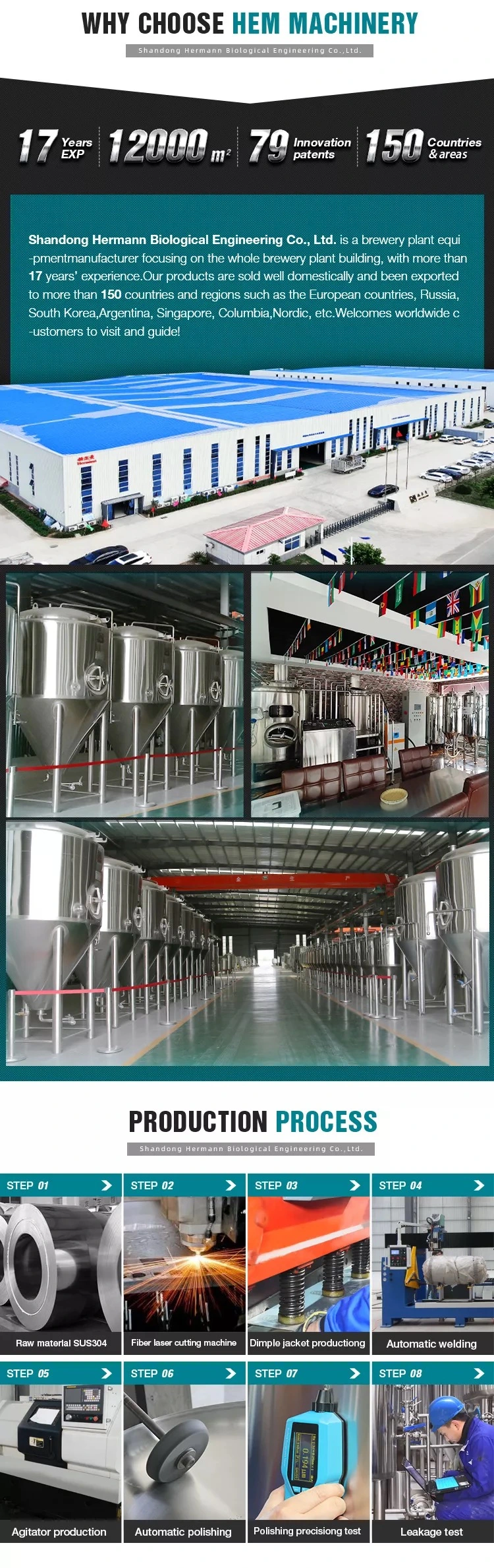 2000L Turnkey Project Industrial Beer Production Plant Beer Brewery Machine