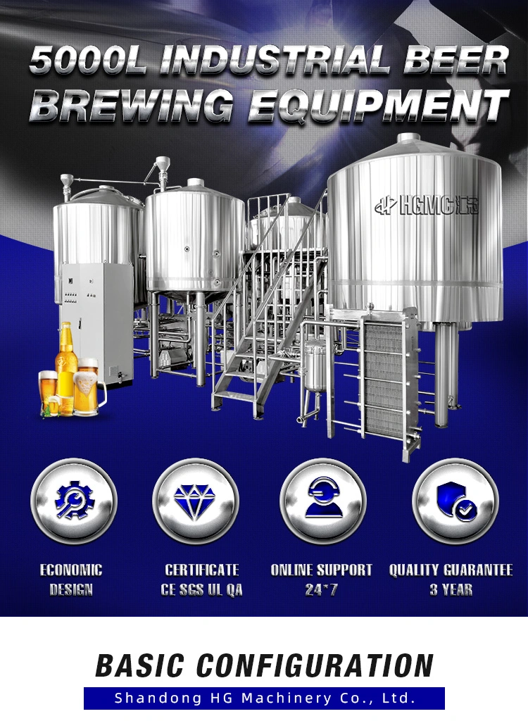 Microbrewery1000L 2000L 5000L Brewery Equipment Beer Brewing 5000L Commercial Turnkey Beer Brewing Equipment