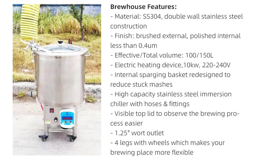 Pretank 4 in 1 Vessel System 100L Stainless Steel Beer Fermentation Tank Customized Beer Brewing System