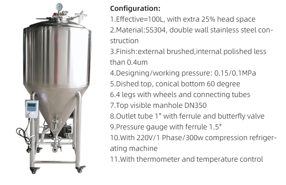 Pretank 4 in 1 Vessel System 100L Stainless Steel Beer Fermentation Tank Customized Beer Brewing System