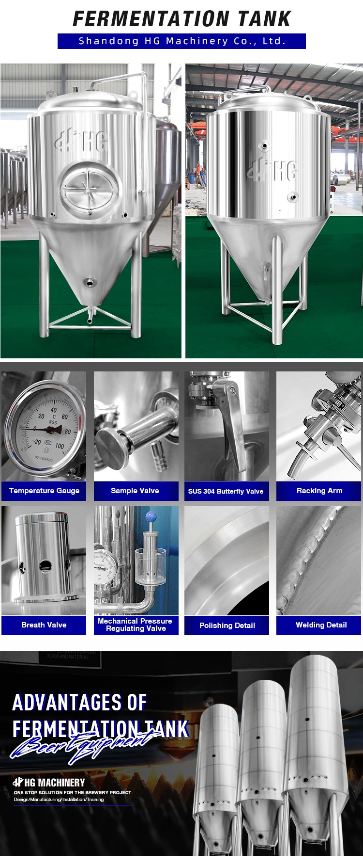 Stainless Steel 1000L 3000L 5000L 10000L Dimple Jacket Wine Fermenter Bright Tank Brewery Beer Fermentation Tank