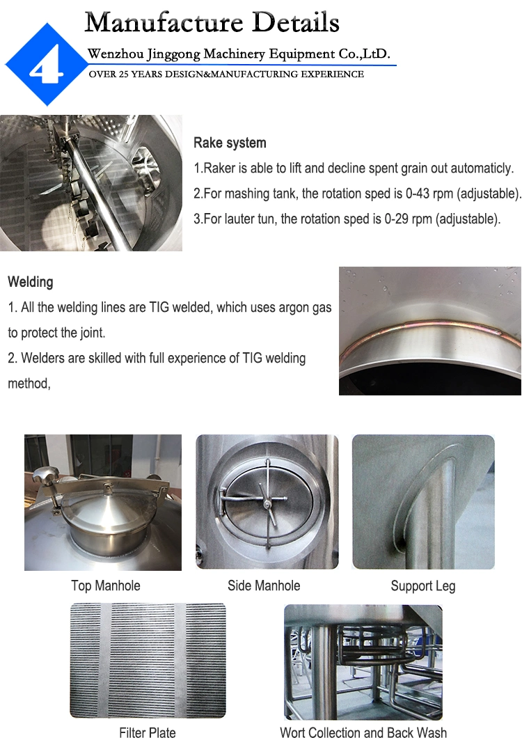 200L -2000L Industrial Micro Beer Factory Brewing Equipment for Mini Craft Stainless Steel Brewery Making System Machine Equipment